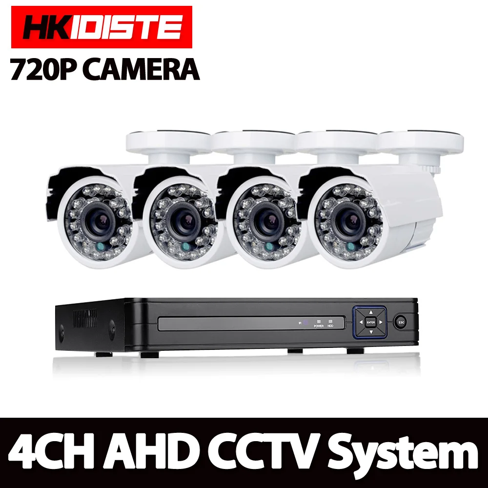 HKISDISTE 4CH CCTV система Комплект 720P DVR купольная Крытая 1.0mp hd камера с ИК фильтром