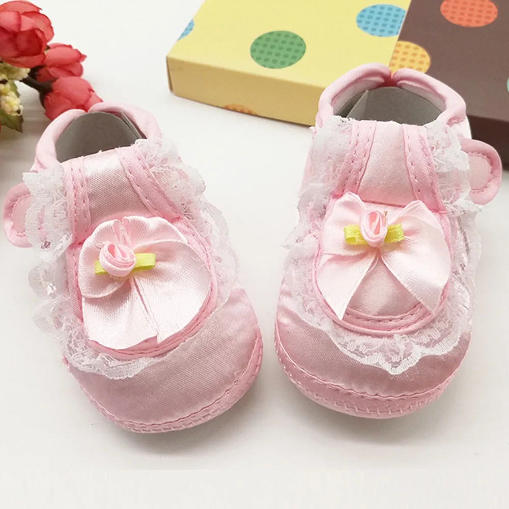 2018 детская прогулочная обувь с кружевным бантом и розами для маленьких девочек