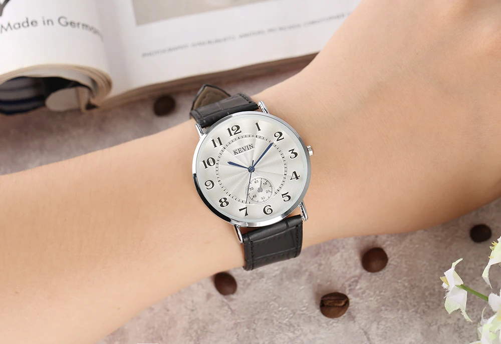 KEVIN Red/Black/White Leather Strap Lady Watches Casual Modern Light Women Wrist Arabic Numerals Dial Female Clock Gift | Наручные часы