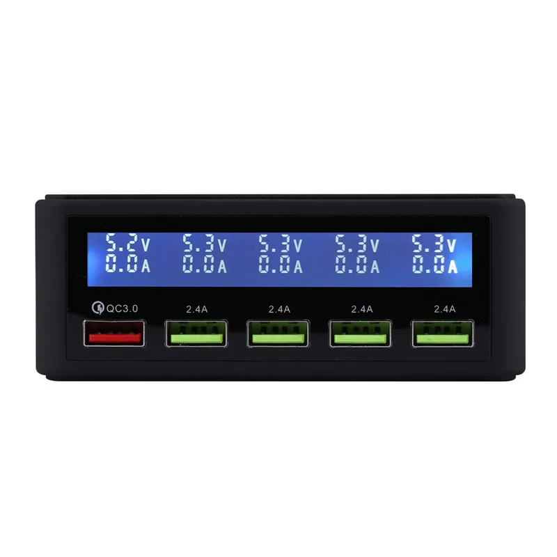 Smart 5 USB многопортовое QC3.0 быстрое зарядное устройство для мобильного телефона USB 2,4 зарядное устройство с ЖК-дисплеем высокой четкости зарядное устройство