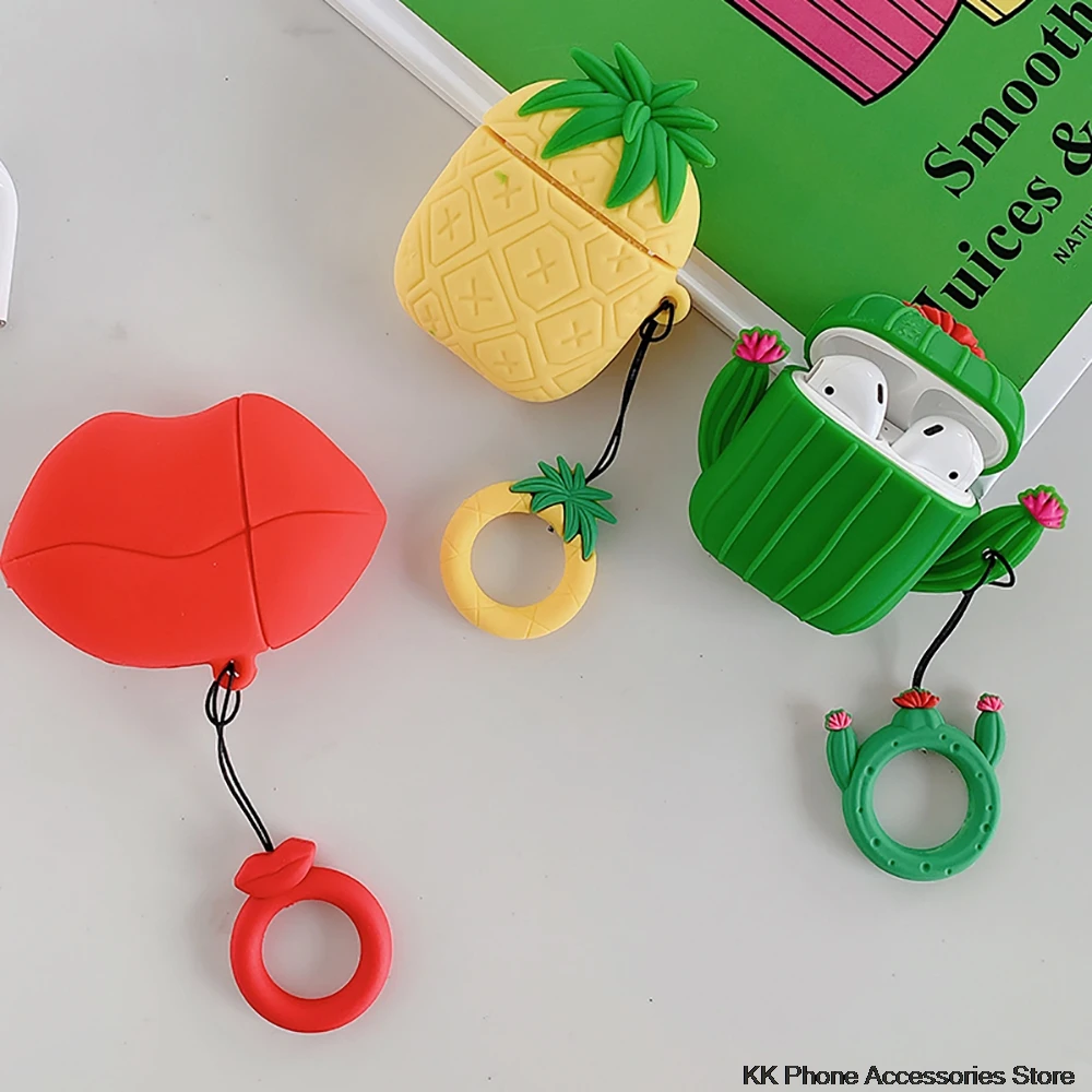 Чехол для AirPods мягкий силиконовый чехол с рисунком кактуса ананаса Bluetooth