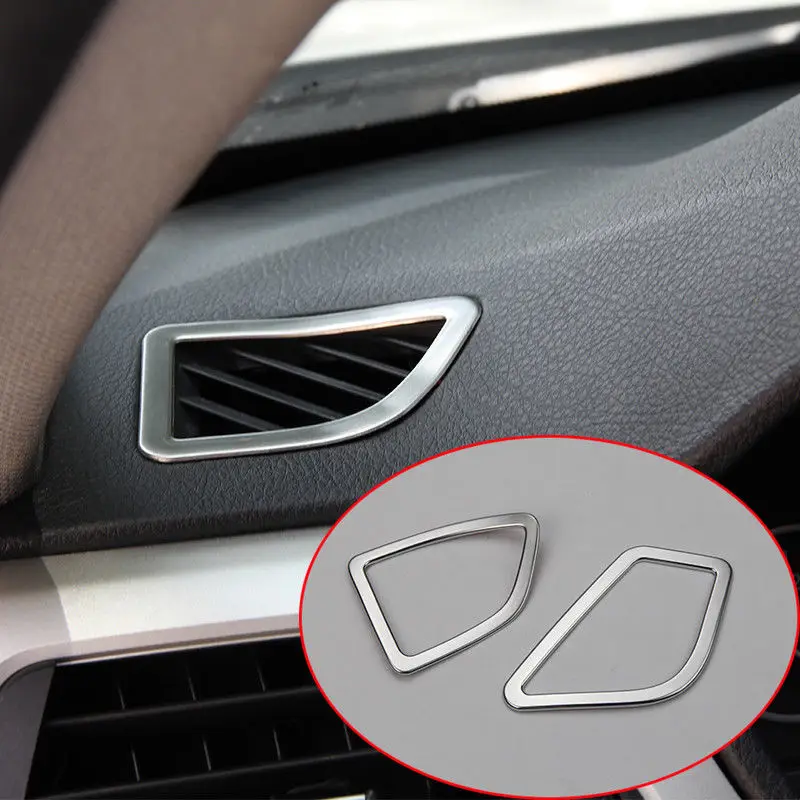 

2 шт. ABS Хромированная приборной панели, устанавливаемое на вентиляционное отверстие в салоне автомобиля рамка Крышка Накладка для BMW 3 серии...
