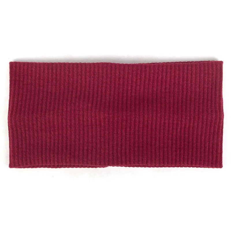 Wine red Geebro женский однотонный вязаный в рубчик повязки на голову мягкий хлопок эластичный Йога повязка на голову женские аксессуары для волос AQ003 - Цвет: Wine red