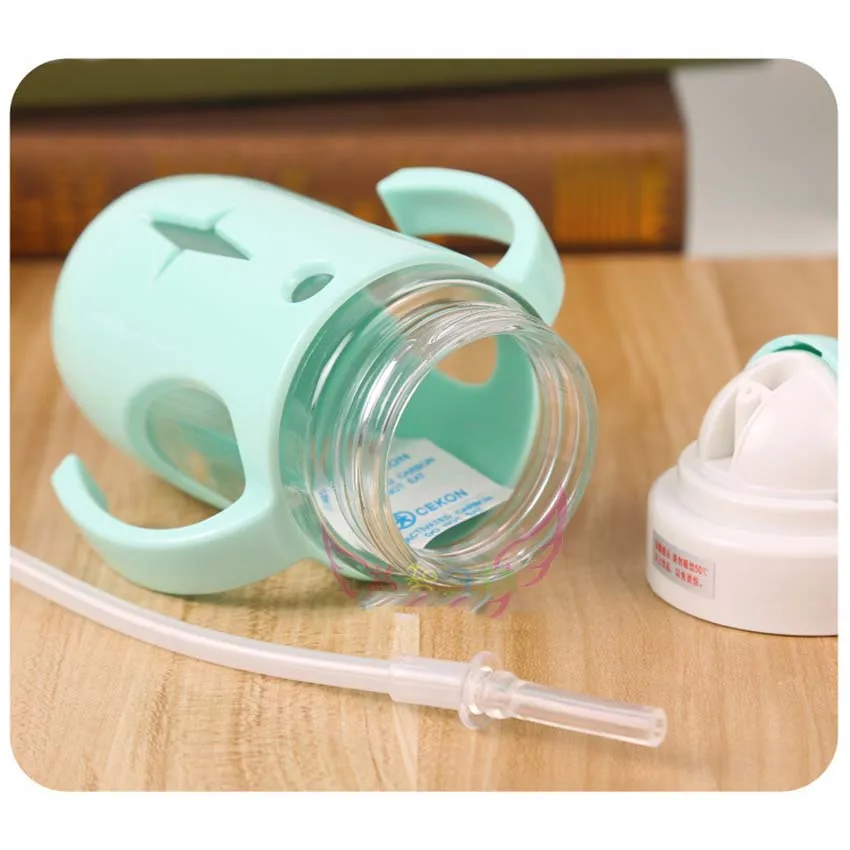 Детская стеклянная бутылка с соломинкой детская для питья чашка кормления