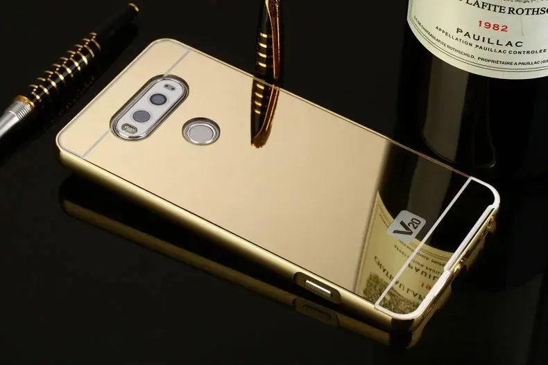Rose Gold Mirror Cases with Luxury Alumimum Metal Frame Cover for LG V10, V20, and V30 image 4