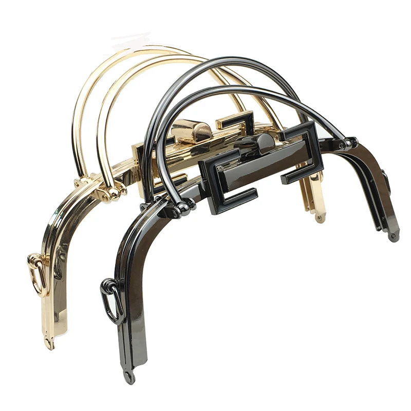 20.5cm Metal Frame Purse Women Handle Glossy Vintage Golden Kiss Clasp Lock DIY Accessories for Bag