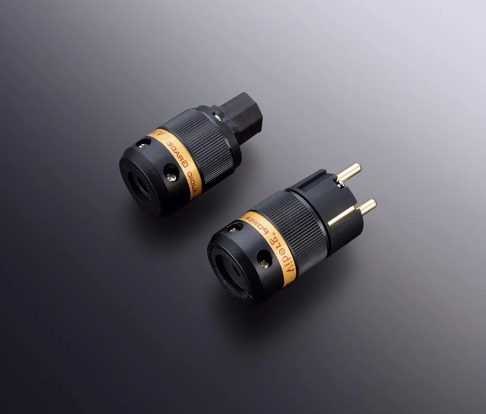 Выборг VE501G + VF501G 99.99% чистый Медь 24K позолоченные Schuko Мощность разъем IEC гнездовой