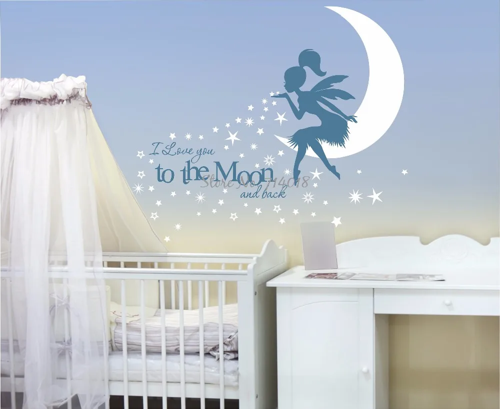 I Love You to the Moon детская Настенная картина Pixiedust сказочная Наклейка на стену комната
