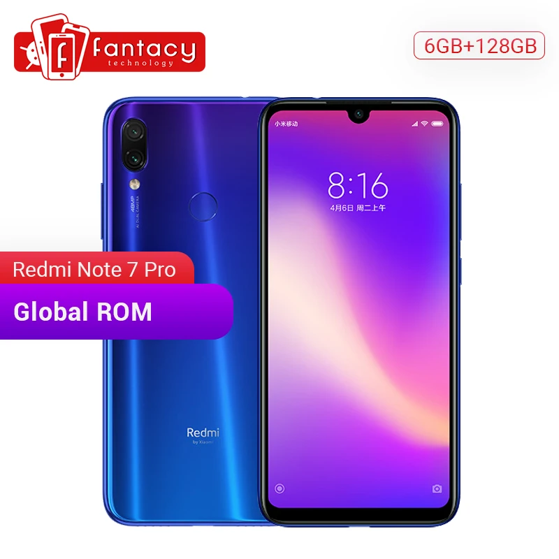 Xiaomi Redmi Note 7 Pro с глобальной прошивкой, 6 ГБ, 128 ГБ, 48 МП, IMX 586, камера Snapdragon 675, четыре ядра, 6,3 дюйма, FHD экран, мобильный телефон, QC 4,0