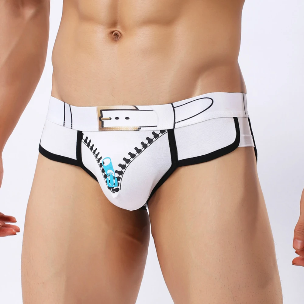 2018 сексуальное нижнее белье на молнии с принтом повседневные мужские трусы