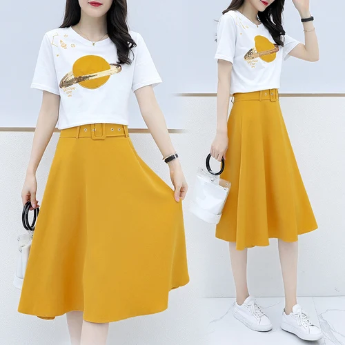 Элегантный свободный летний комплект из 2 предметов с принтом Модный