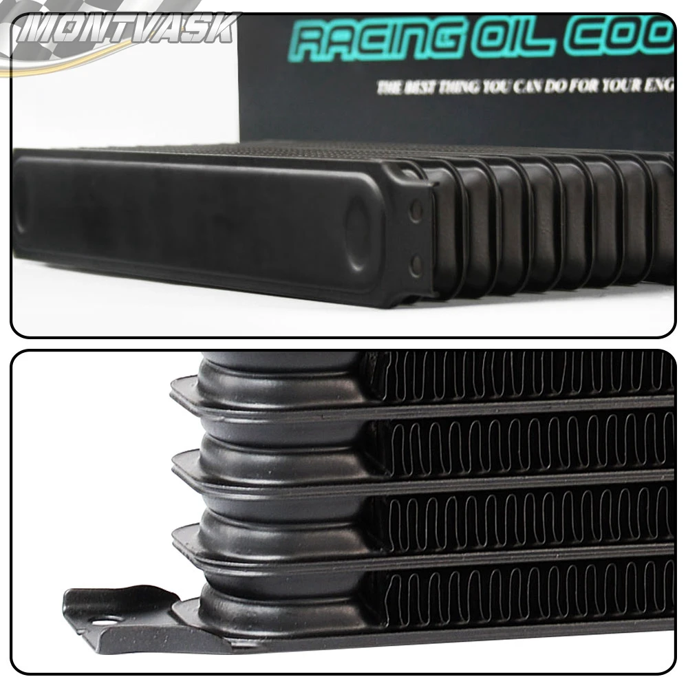 15 Row AN10 Transmission Engine Oil Cooler + 7&quot 12V Fan Fittings |