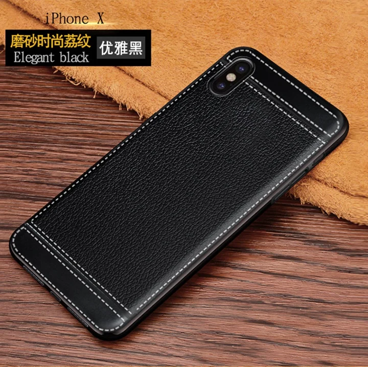 Силиконовый чехол Litchi для iPhone X i Phone Lychee кожаный мягкий из ТПУ с рисунком iPhoneX etui kryt