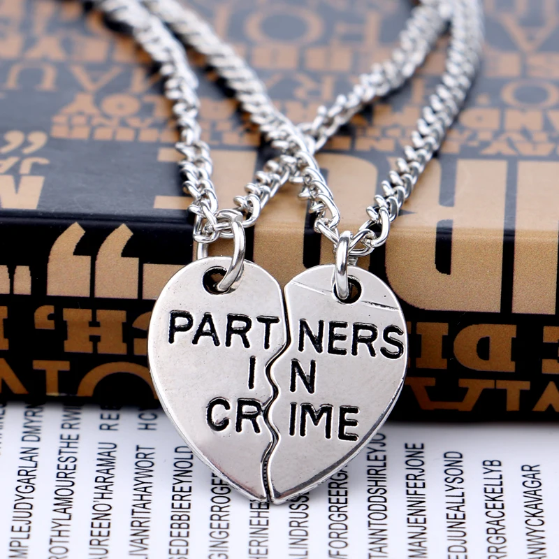 2 шт./компл. ожерелье с подвеской Partners In Crime для лучших друзей BFF модные украшения в