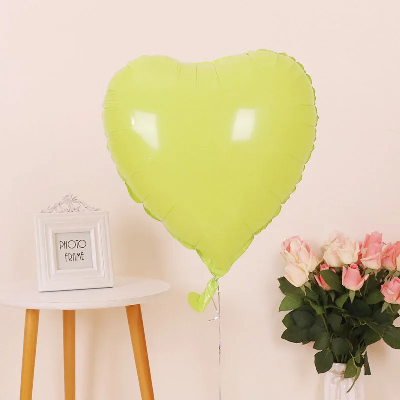 Green Heart 1 шт 1" Звезда Круглый сердце Макарон фольги Воздушные шары детский душ розовый синий конфеты Макаруны гелий Globos День рождения украшения - Цвет: Green Heart
