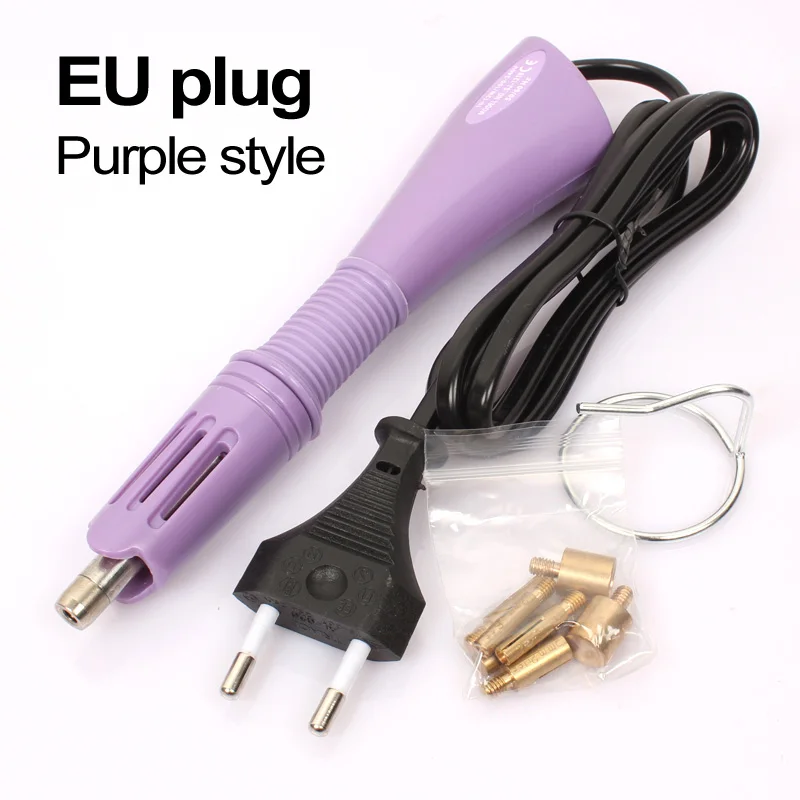EU Plug Purple ЕС/США штекер фиолетовый/розовый/белый 7 наконечников 5 секунд быстро нагреваемый! Железо-на горячей фиксации устройство накладывания страз палочка тепловой фиксации инструмент Бесплатный корабль - Цвет: EU Plug Purple