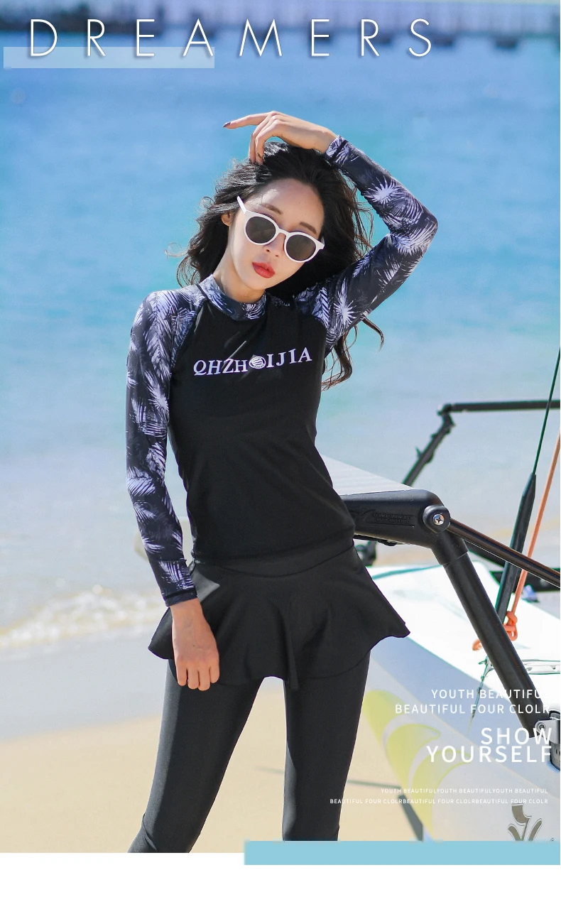 Rhyme леди купальник с длинным рукавом Rashguard купальный костюм для женщин из четырех частей длинные брюки женский купальник для серфинга