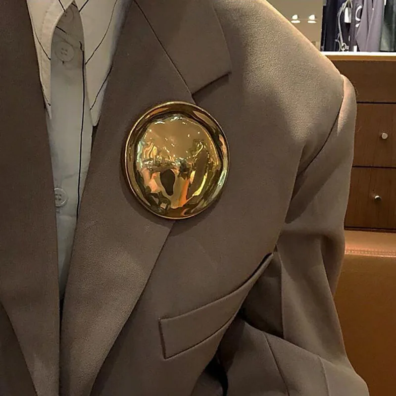 Женские металлические броши в стиле хиджаб простые круглые позолоченные