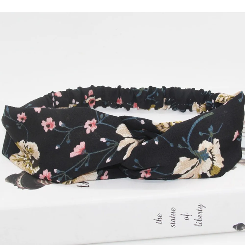 Закрутки для девочек 1 шт. большой цветочек шифон Креста лук оголовье упругой