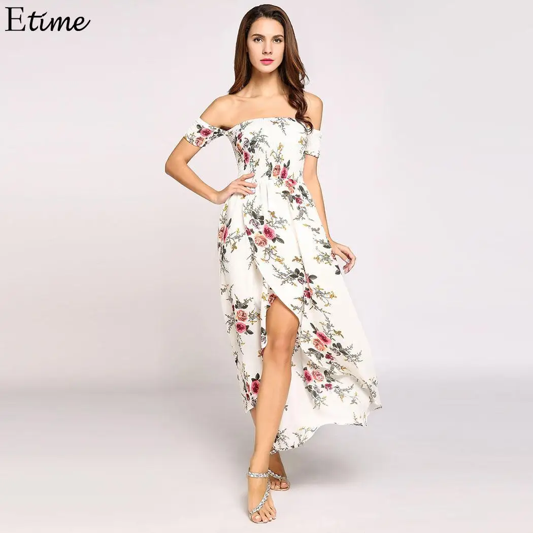 Платье с принтом Разделение стилей асимметричный подол рукав короткий