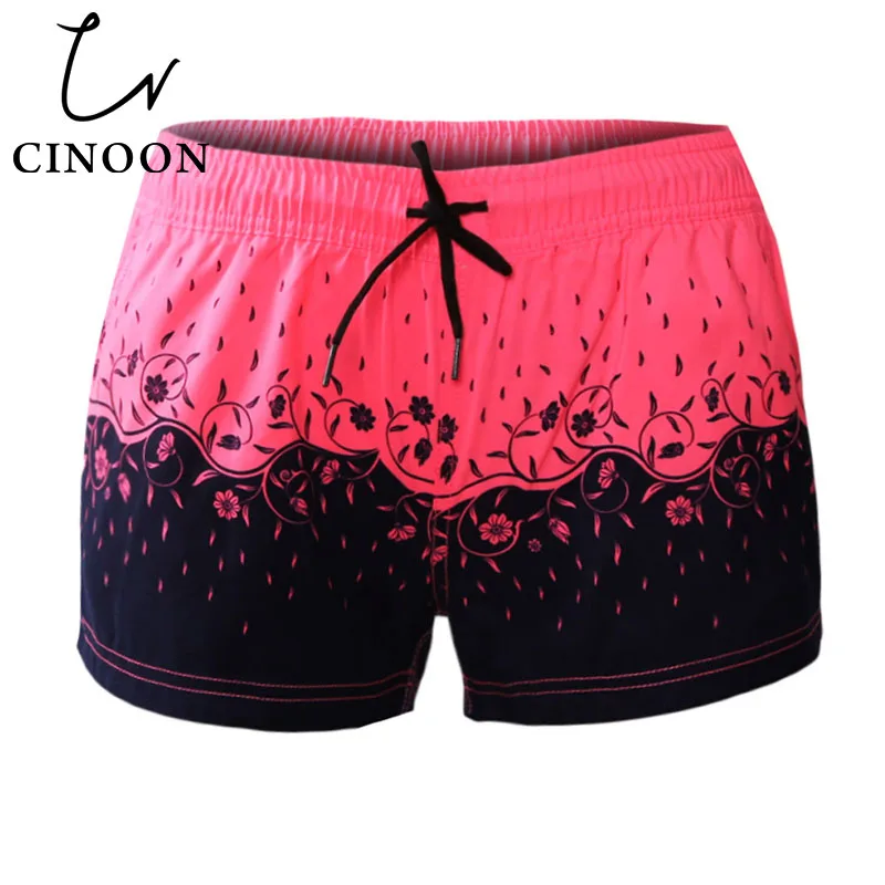 Rosy CINOON/Шорты для плавания с цветочным принтом, быстросохнущие шорты для серфинга и дайвинга, LC410280, новинка, женская одежда для плавания, плавания, занятий водными видами спорта, пляжа - Цвет: Rosy