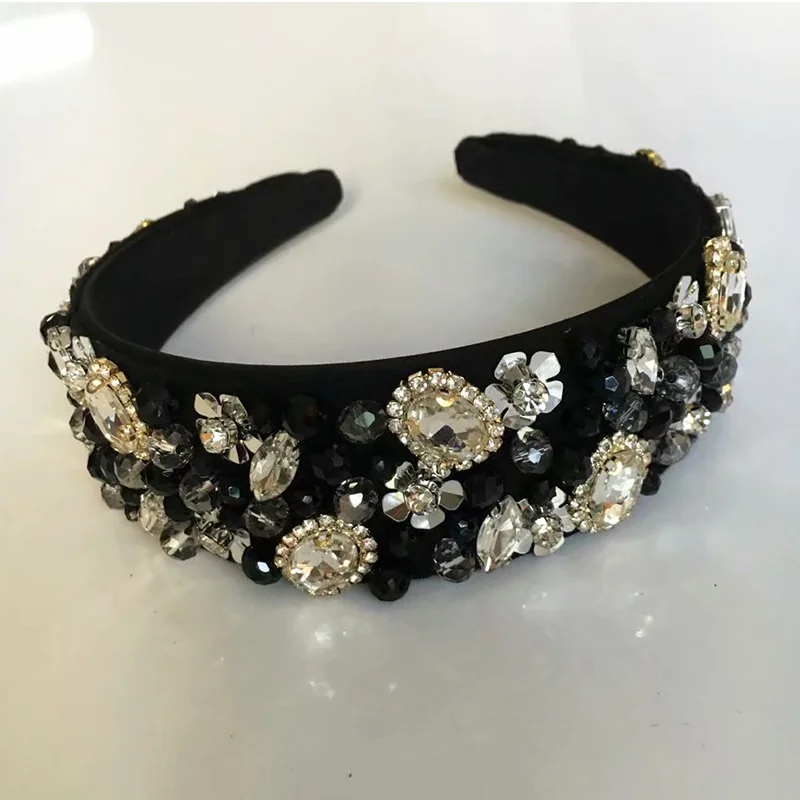 Baroque Sequins Flower Crown Pearl Headband Wedding Jewelry Hair Accessories Handmade Full Crystal Bead Dream bijoux cheveux | Украшения и