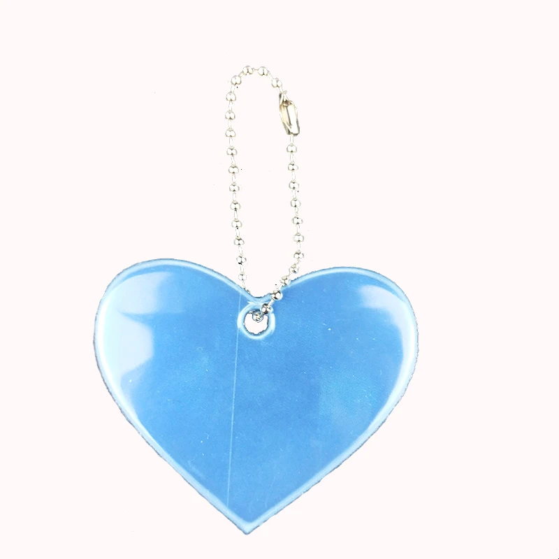 light blue Милый светоотражающий брелок в форме сердца, сумка, подвеска, Студенческая школьная сумка, аксессуары, мягкий ПВХ отражатель, брелки для видимой безопасности - Название цвета: light blue