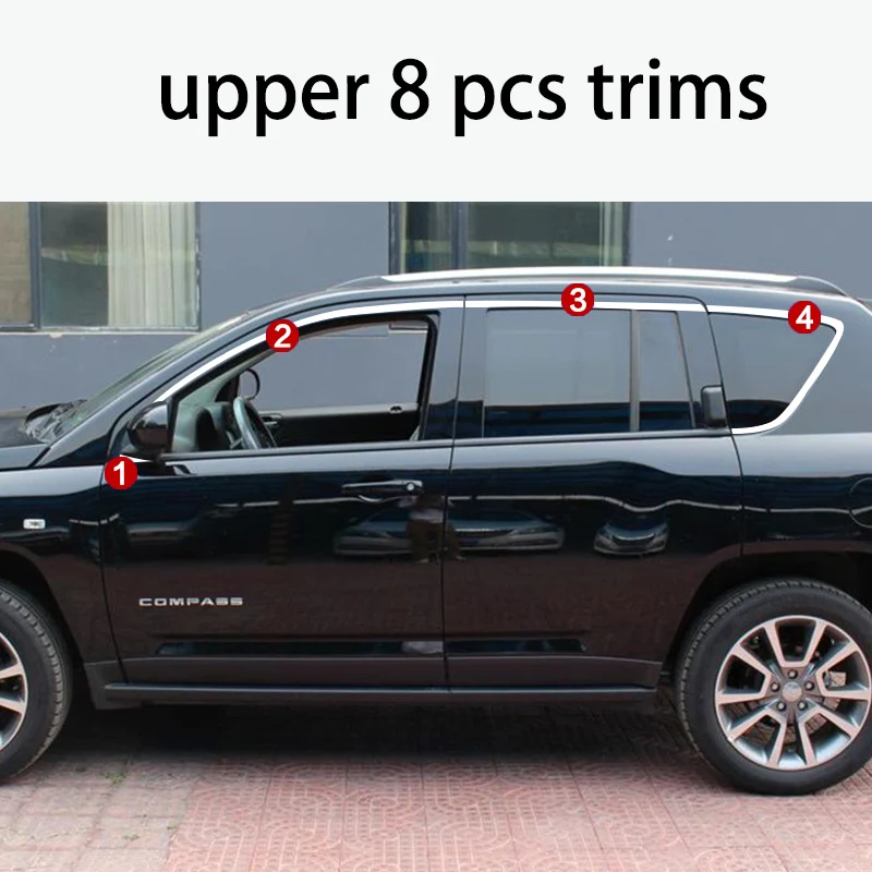 Lsrtw2017 304 нержавеющая сталь окна автомобиля планки для jeep compass 2007-2017 2016 2015 2014 2013 2012