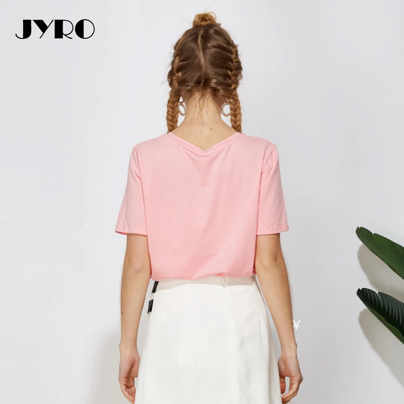 JYRO Summer Tops for Women 2018Korean Fashion Loose Thin Round Neck Short Sleeve T ShirtLetter Embroidery Joker Shirt | Женская одежда