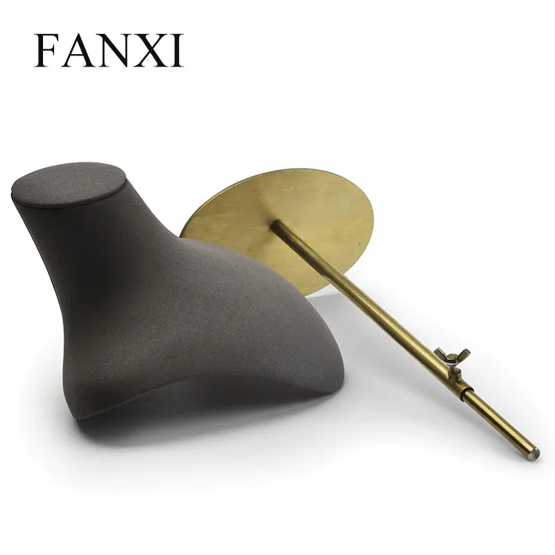 FANXI из искусственной кожи ожерелье Подставка-бюст темно-серый кулон дисплей держатель с металлической полкой манекен для магазина счетчик Экспонент