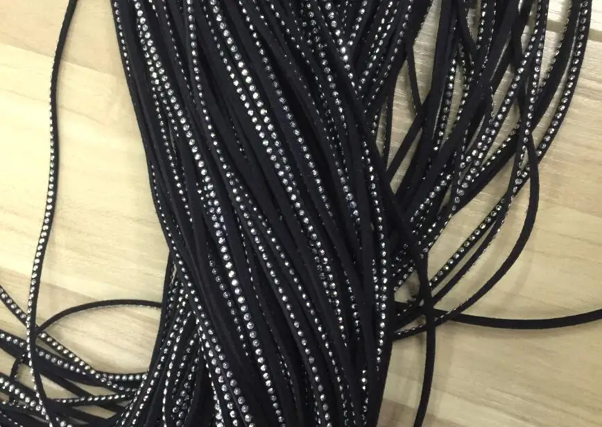 100 м 3 мм черная искусственная кожа со стразами серебряная тонкая ювелирные