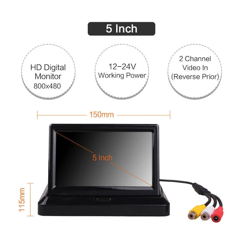 YuanTing 5 дюймов TFT-lcd Складной автомобильный СВЕТОДИОДНЫЙ монитор на приборной панели автомобиля для заднего вида парковки домашнего видеонаблюдения Универсальный Автомобильный экран 800*480