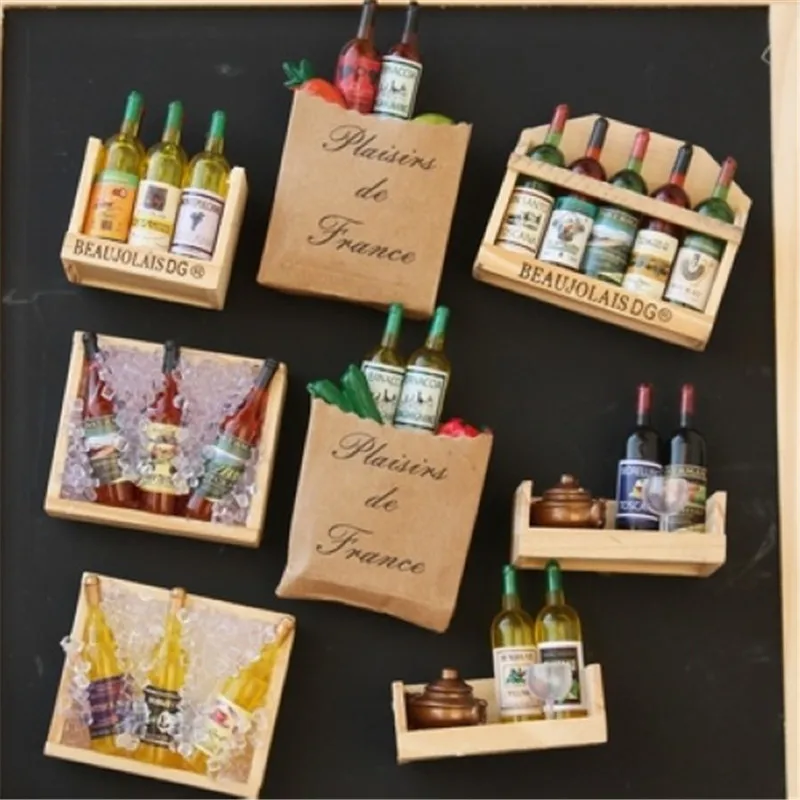 5 шт./лот креативная французская винная бутылка деревянный магнит на холодильник