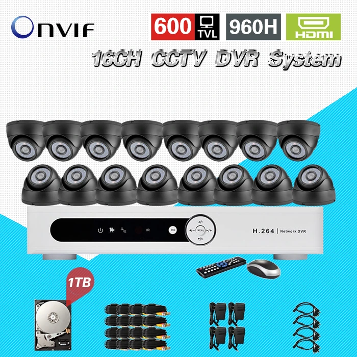 Видеонаблюдения DVR с 1 ТБ жесткий диск Крытый ночного видения Камера комплект 16ch