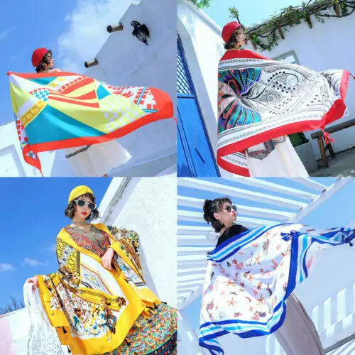 Ретро женское летнее парео платье саронг пляжное бикини купальник накидка шарф