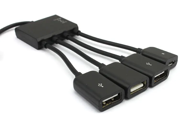 OTG кабель для передачи данных с USB питанием клавиатуры телефона мыши и U дискового
