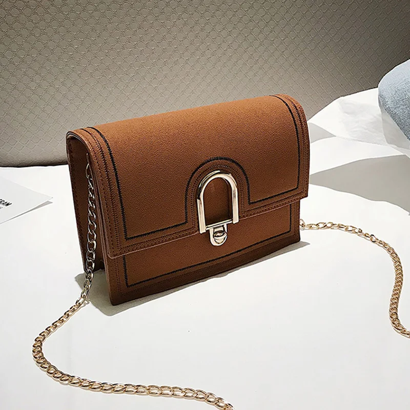 Fashion Trend U-Shaped Lock Small Hand Shoulder Sling Square Bag Brown | Багаж и сумки