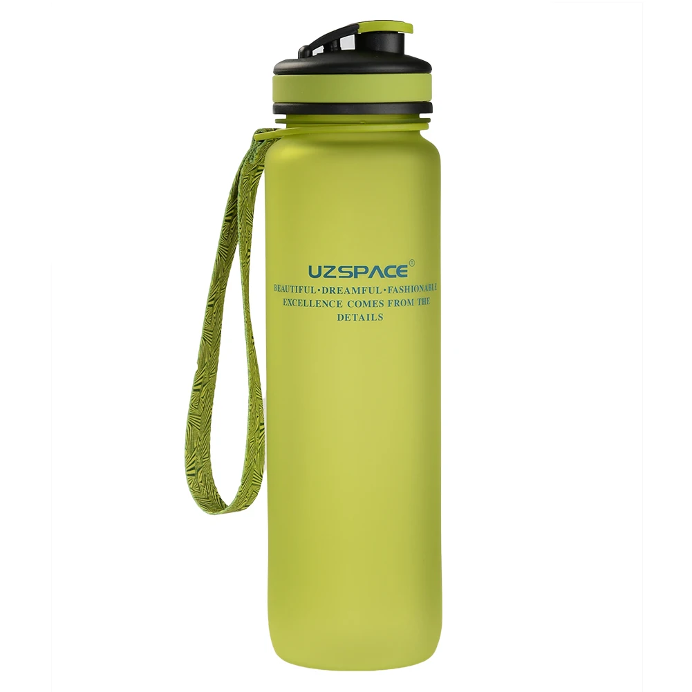 Green B 45# Портативный 650 мл 1000 мл Uzspace спортивный замок крышка бутылка для воды портативный Кемпинг Туризм пластиковый чайник - Цвет: Green B