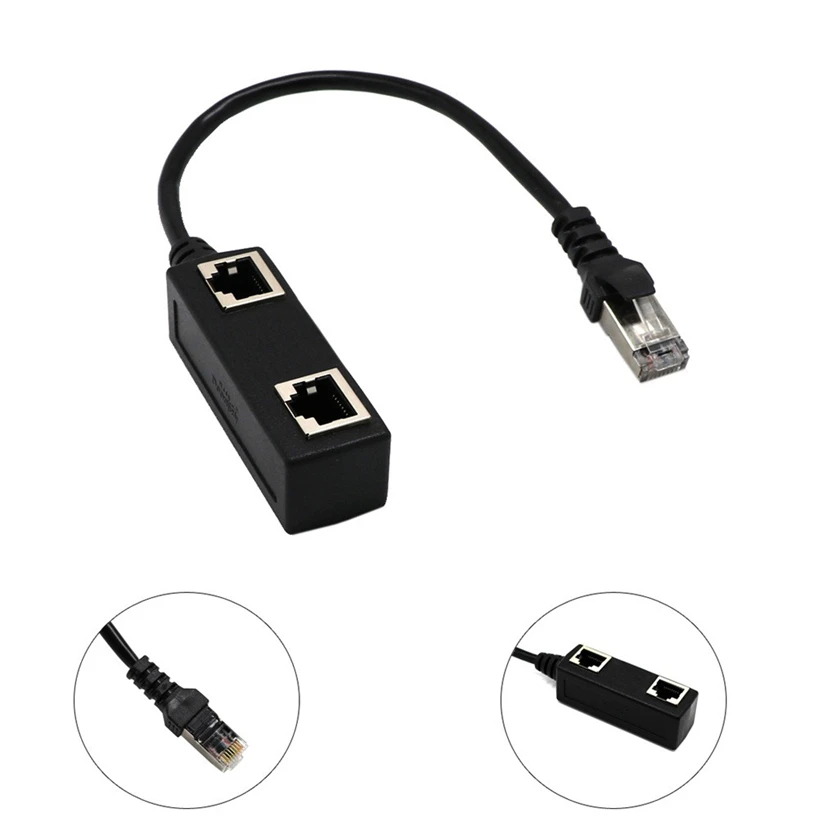 Интернет-шунт розетки от 1 до 2 Разъем LAN Ethernet RJ45 переходник-удлинитель