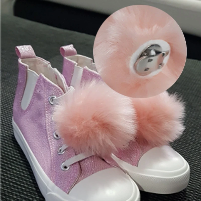 

Застежки для обуви с меховыми помпонами, 7 см