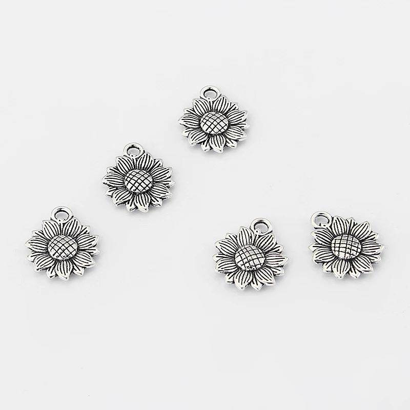20 шт. антикварные подвески из Подсолнух Цветы Подвески Кулоны нержавеющей стали