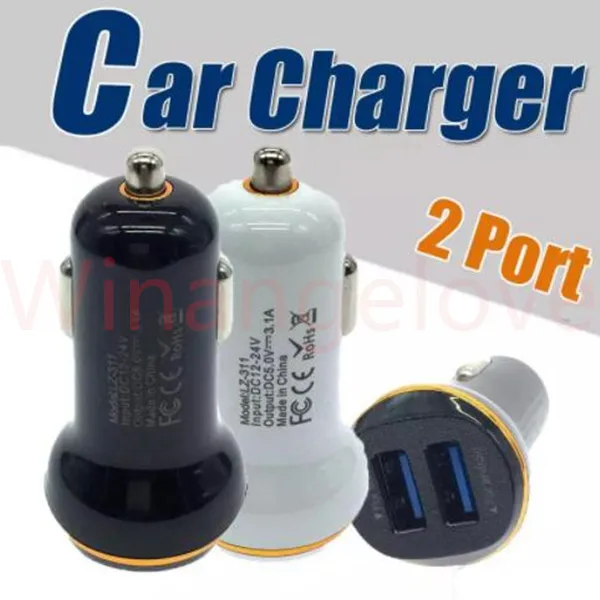 Двойной USB Автомобильное зарядное устройство 2USB 2A Быстрая Зарядка адаптер для