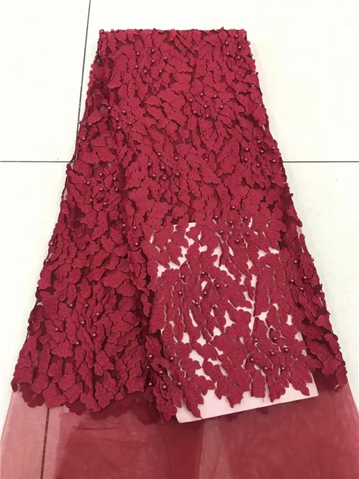 Цвет Вина высокое качество нигерийская Лазерная кружевная ткань для свадьбы 2018
