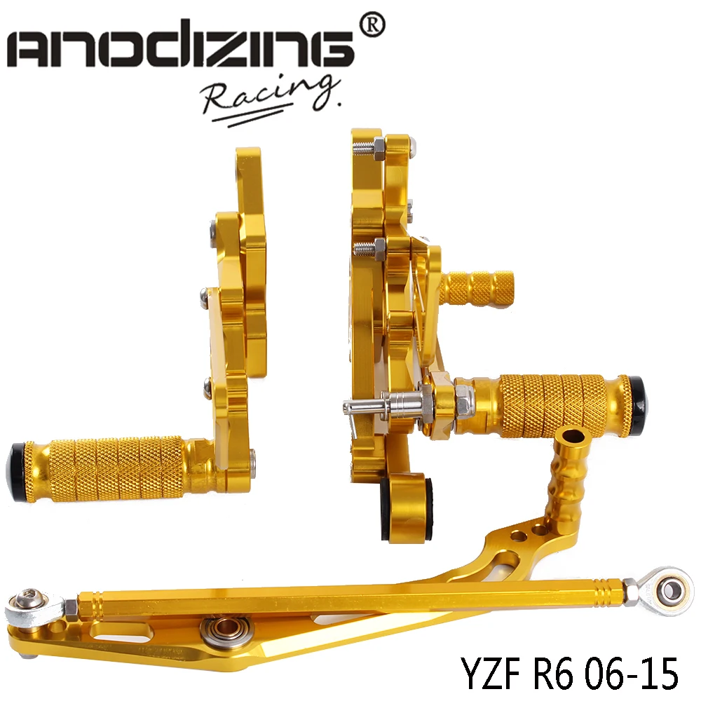 Полный ЧПУ Алюминиевый Мотоцикл Регулируемые задние наборы подножки для YAMAHA YZF R6
