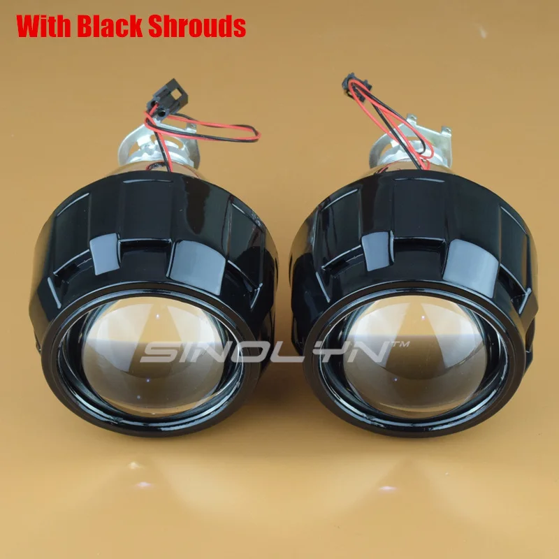 with black shrouds Sinolon фары линзы 2,5 ''H4 H7 Биксеноновые линзы Мини HID проектор для автомобильные лампы аксессуары для модернизации использования H1 ксеноновая лампа - Цвет: with black shrouds