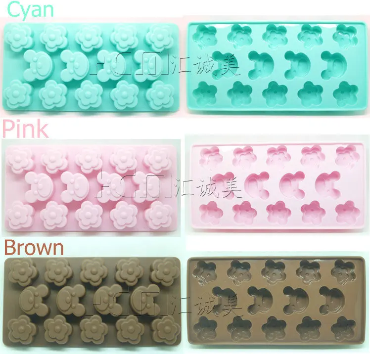 food moulds cake silicone ice trays mold Chocolate make bar Accessories club plum blossom and Bear shape 14 holds Free shipping |