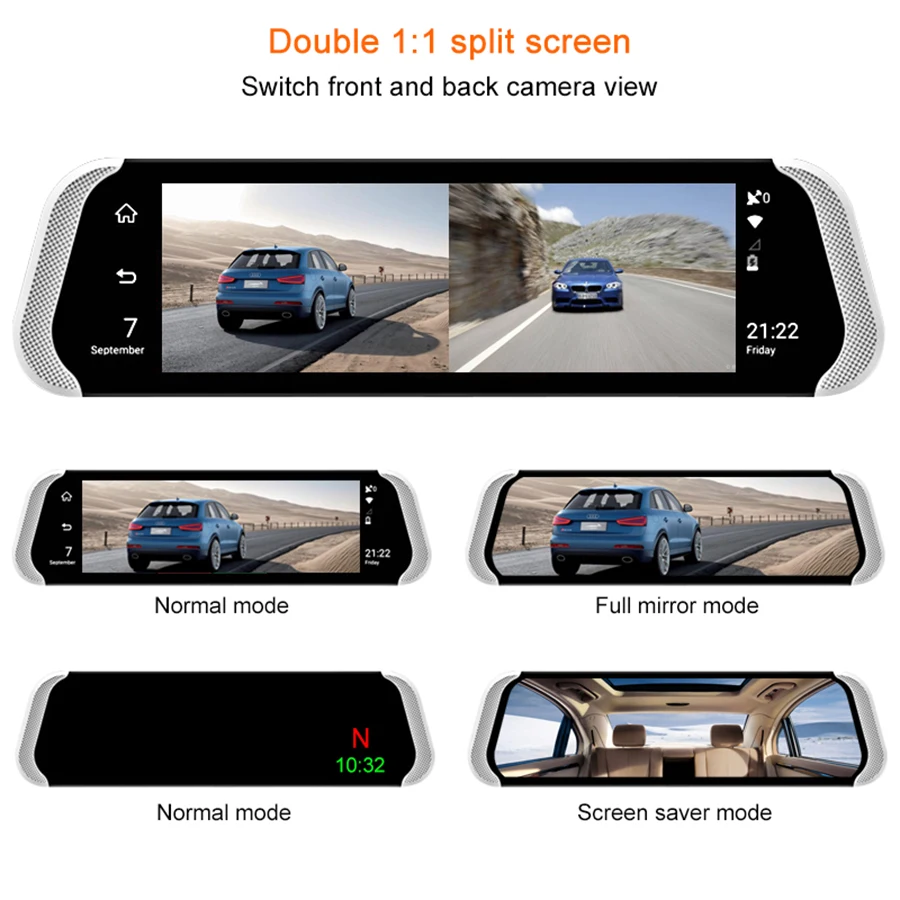Bluavido 1" ips Автомобильное зеркало заднего вида DVR 4G Android gps навигация ADAS FHD 1080P видео рекордер камера WiFi удаленный мониторинг