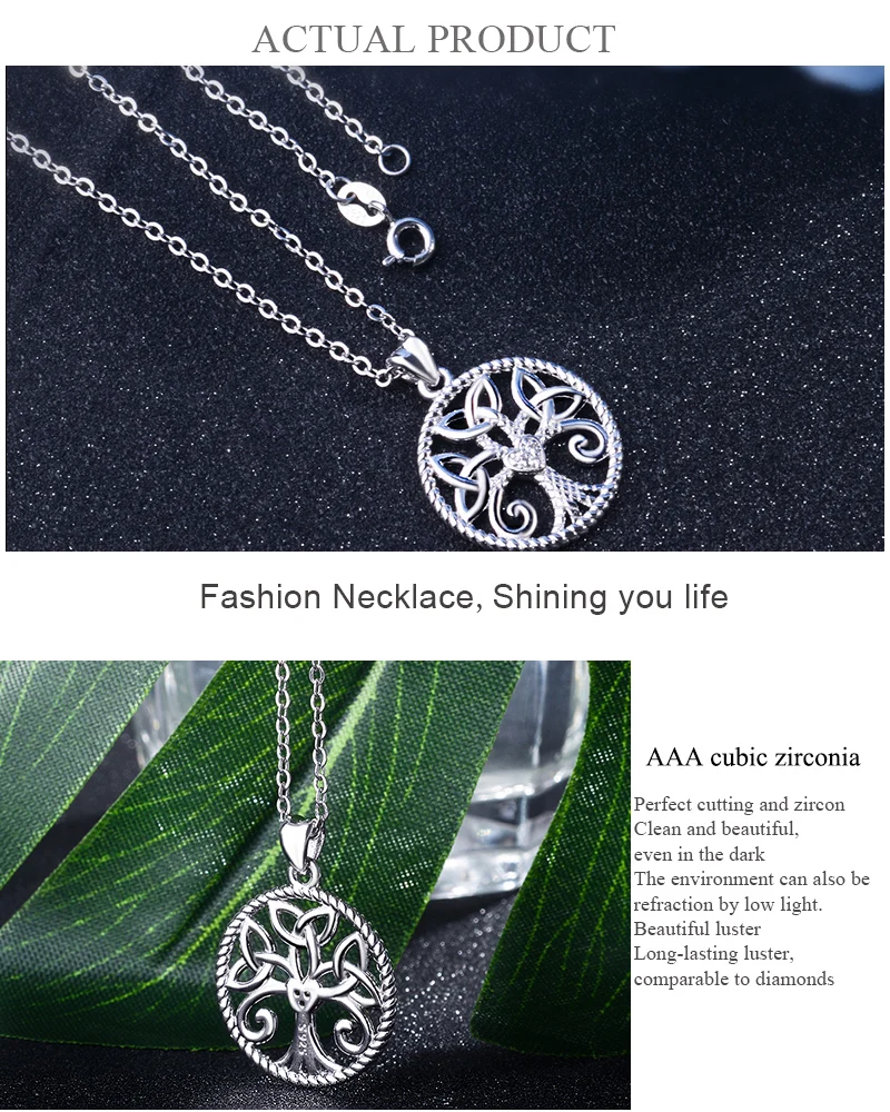 Eudora, 925 пробы, серебряное круглое ожерелье с подвеской «Древо жизни», Ирландское кельтское ожерелье с узлом, хорошее ювелирное изделие для женщин CYD113