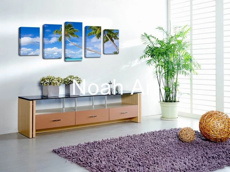 Beautiful Poster Picture Coconut Palm Sunshine Beach Spray Painting on Fabric Cloth High Definition Canvas Printings for Bedroom | Дом и сад