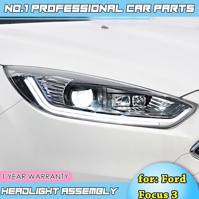 Автомобильный Стайлинг для Ford Focus 3 фары светодиодный фары DRL Объектив Двойной Луч Биксенон HID автомобильные аксессуары